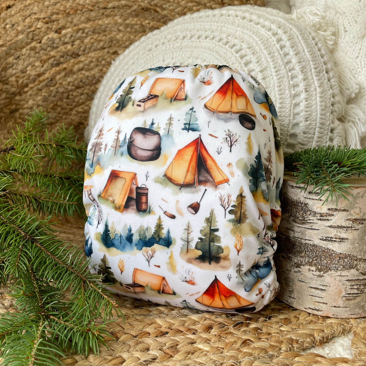 Cloth Diaper | NEWBORN size | Rustic campsite (full print)