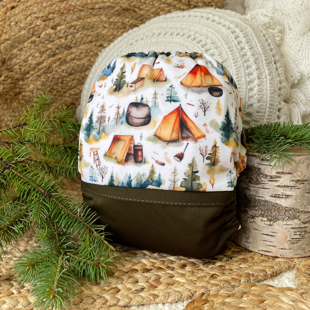 Cloth Diaper | One size | Rustic campsite (wrap)