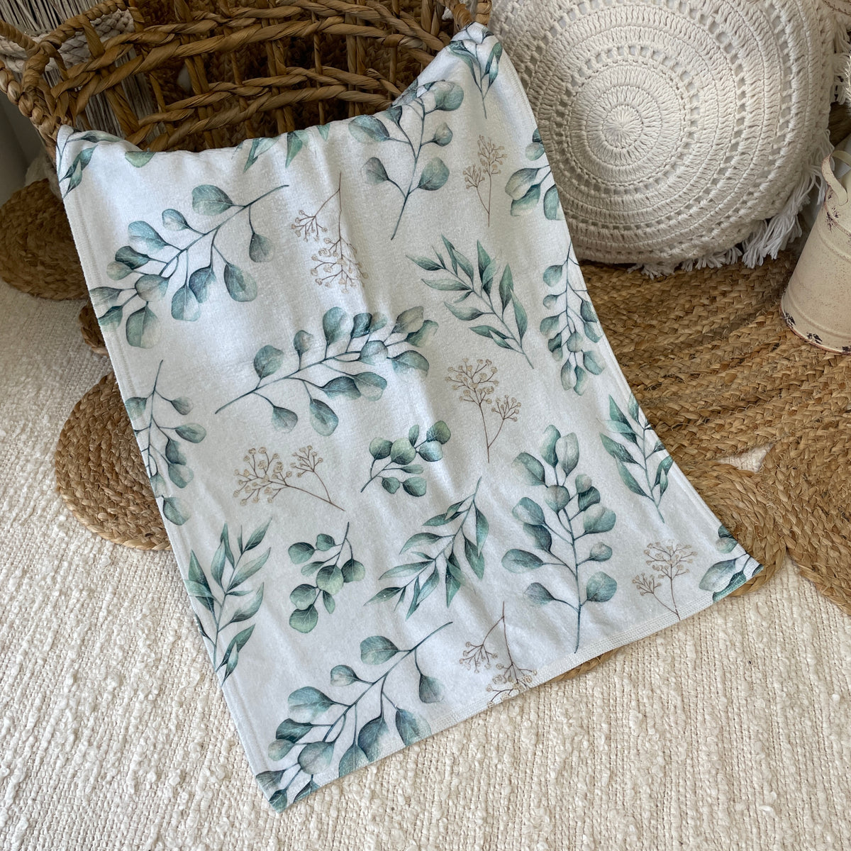 Serviette à mains en précommande | Eucalyptus argenté - pâle