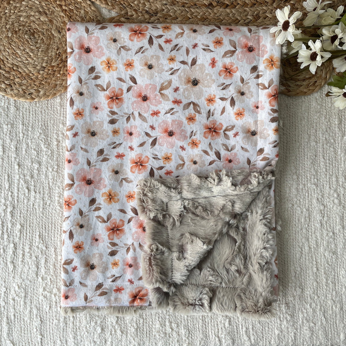 Simple comforter ready to go | Country floral [Minky/Faux Fur]