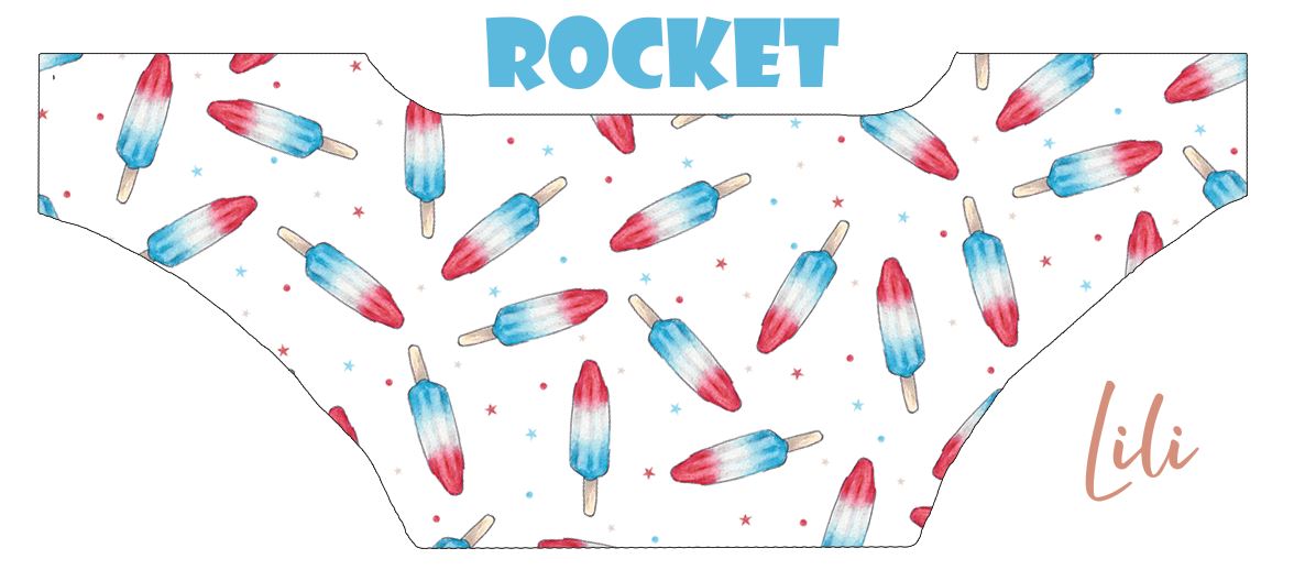 Cloth Diaper | One size Scrappy-wrap | Rocket (Red-White-Bright Blue)