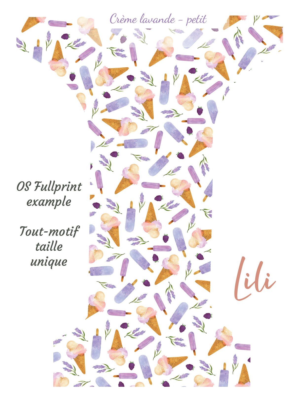 Cloth Diaper | One size | Lavender Cream (full print)